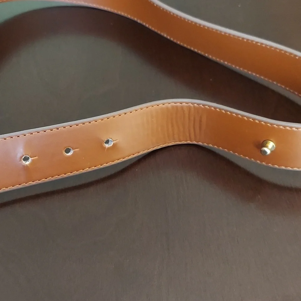 LAUREN Ralph Lauren Brown Faux Leather Belt with Goldtone Ring Detail Size 4 - Picture 9 of 15